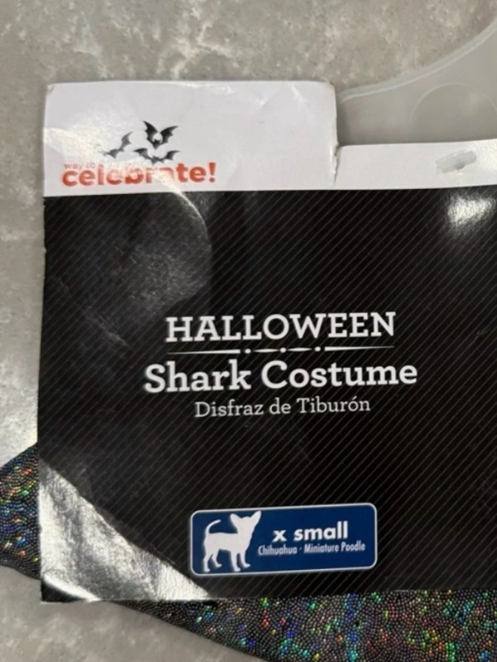 Way to Celebrate Halloween Shark Dog Costume XS Holographic NWT